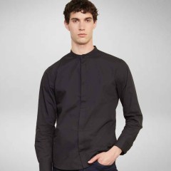 NeoBlu Mens L/S Bart Mao Collar Poplin Shirt