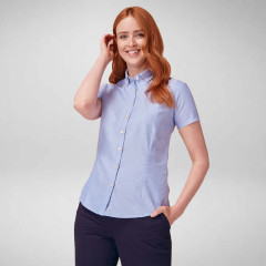 Henbury Womens Short Sleeve Modern Oxford Blouse