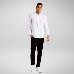 Kustom Kit Mens Long Sleeve Mandarin Collar Shirt