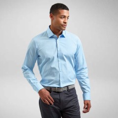 Premier Mens Long Sleeve Stretch Fit Poplin Shirt