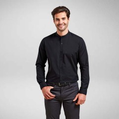 Premier Mens Long Sleeve Grandad Collar Shirt