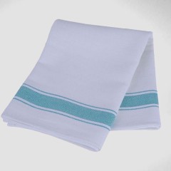 White Herringbone Kitchen Cloth With Coloured Stripe (Pack Of 10)